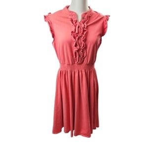 Matilda Jane Sleeveless Ruffle Front Coral A Line Mini Dress  Smocked Waist L
